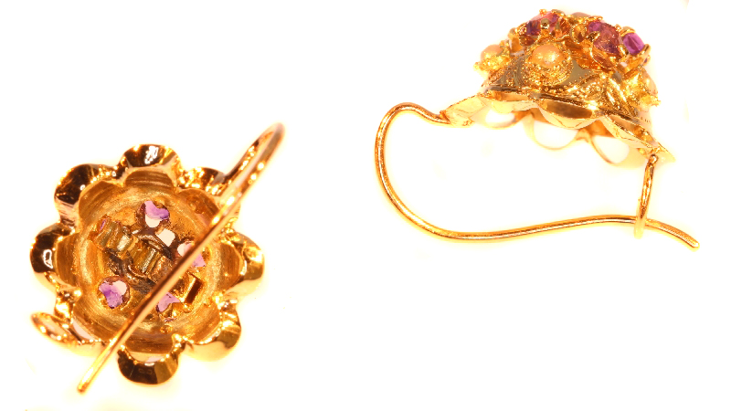 Antique Victorian Gold Amethyst And Pearl Gold Earrings